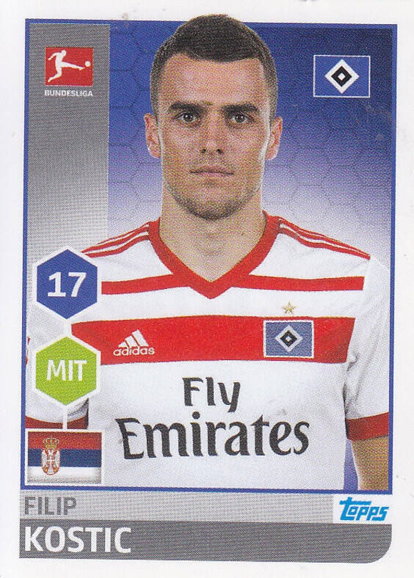 Filip Kostic / Hamburger SV / Topps Bundesliga 2017 / Basis Bild / Nr.105