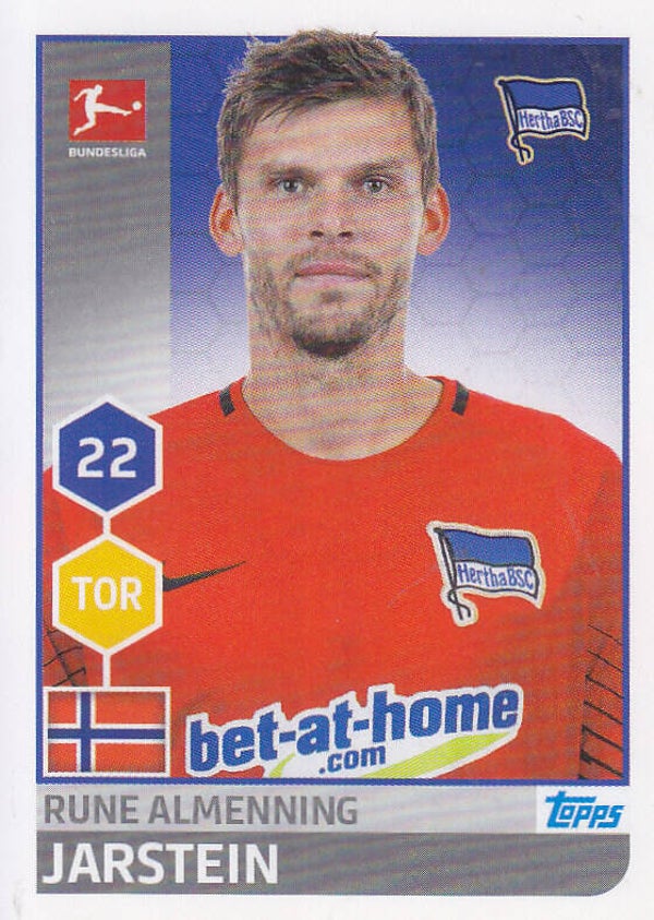 Rune Almenning Jarstein / Topps Bundesliga 2017 / Basis Bild / Nr.19