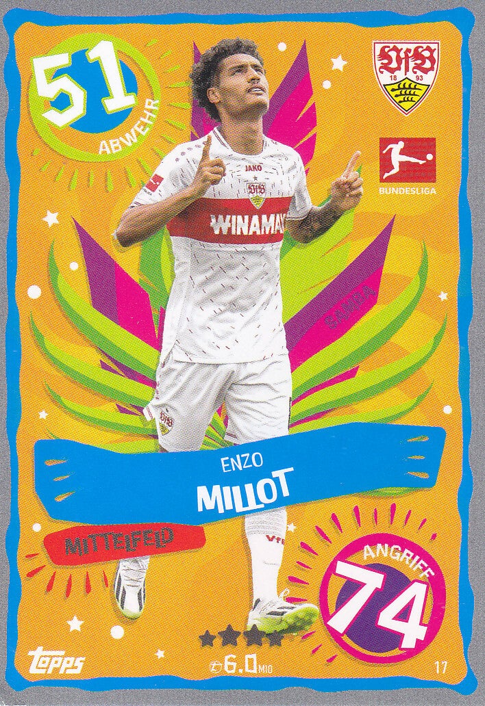 Enzo Millot / VFB Stuttgart / Topps Match Attax 2023 / Samba Karte / Nr.17