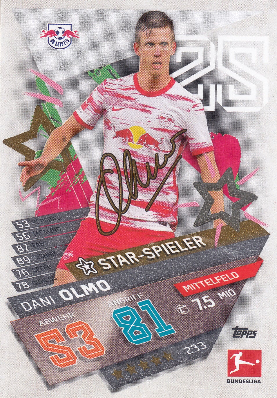 Dani Olmo / RB Leipzig / Topps Match Attax 2021 / Star-Spieler / Nr.233