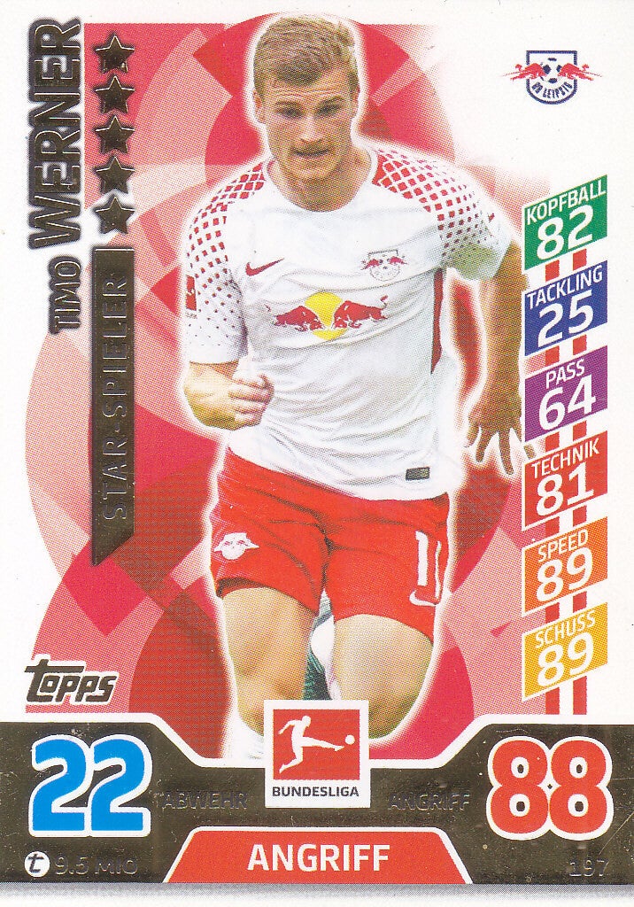 Timo Werner / RB Leipzig / Topps Match Attax 2017 / Star-Spieler / Nr.197