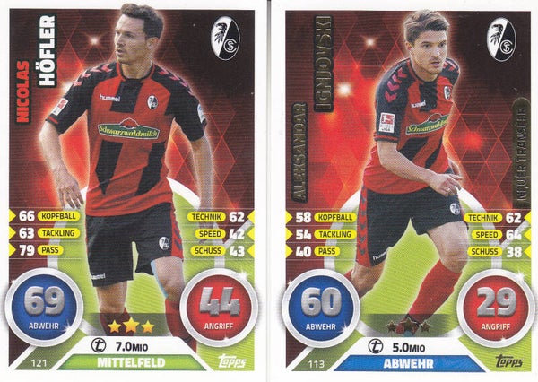 2x SC Freiburg / Topps Match Attax 2016