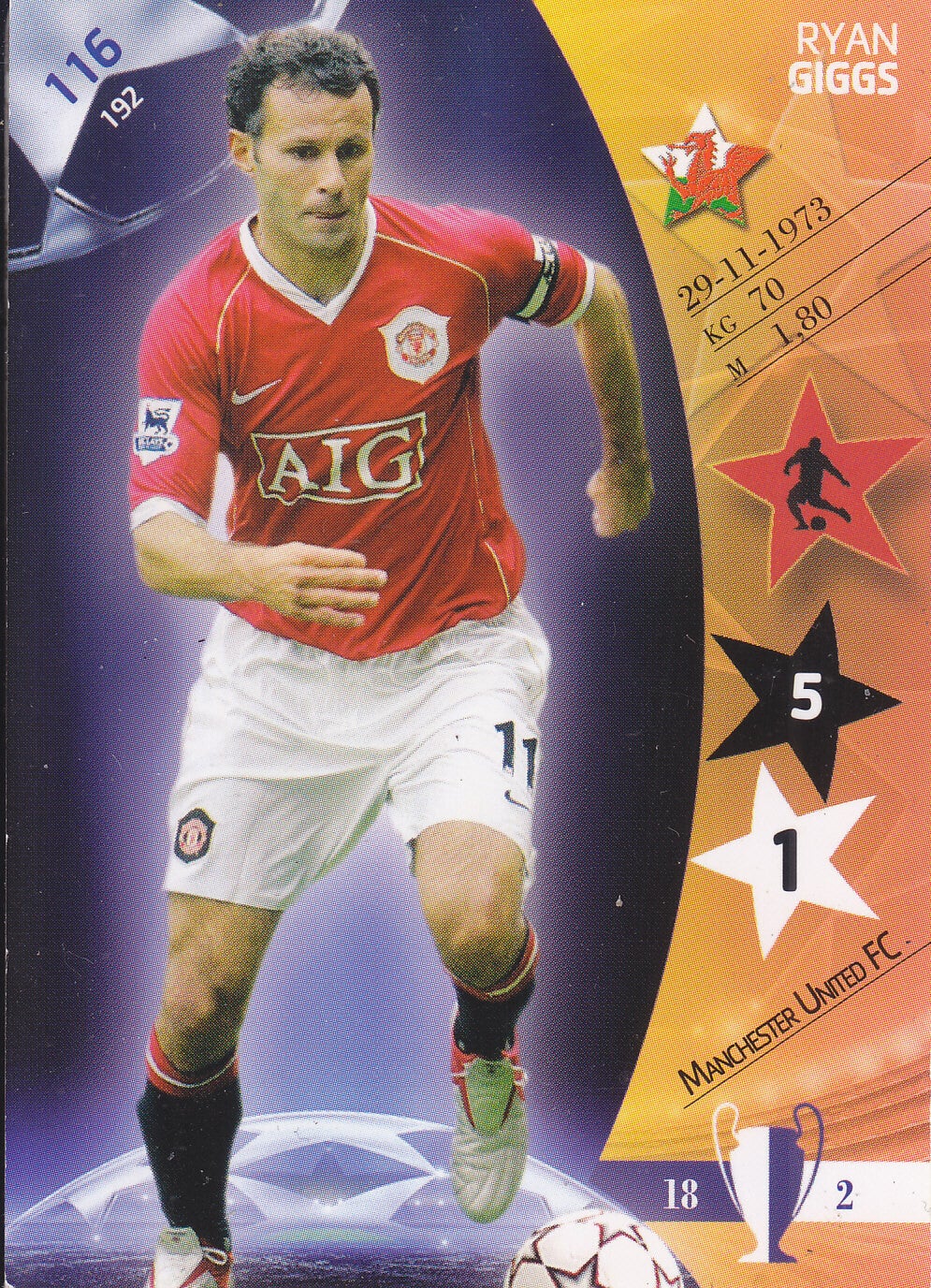 Ryan Giggs / Manchester United / Panini Champions League 2007 / Basis Karte / Nr.116