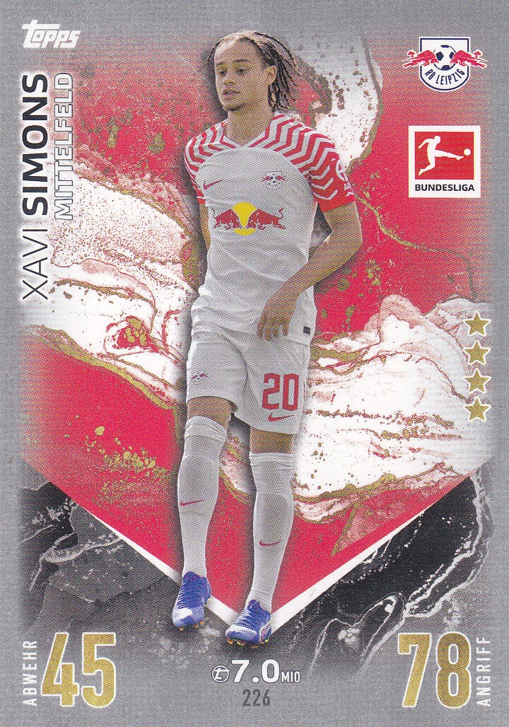 Xavi Simons / RB Leipzig / Topps Match Attax 2023 / Basis Karte / Nr.226