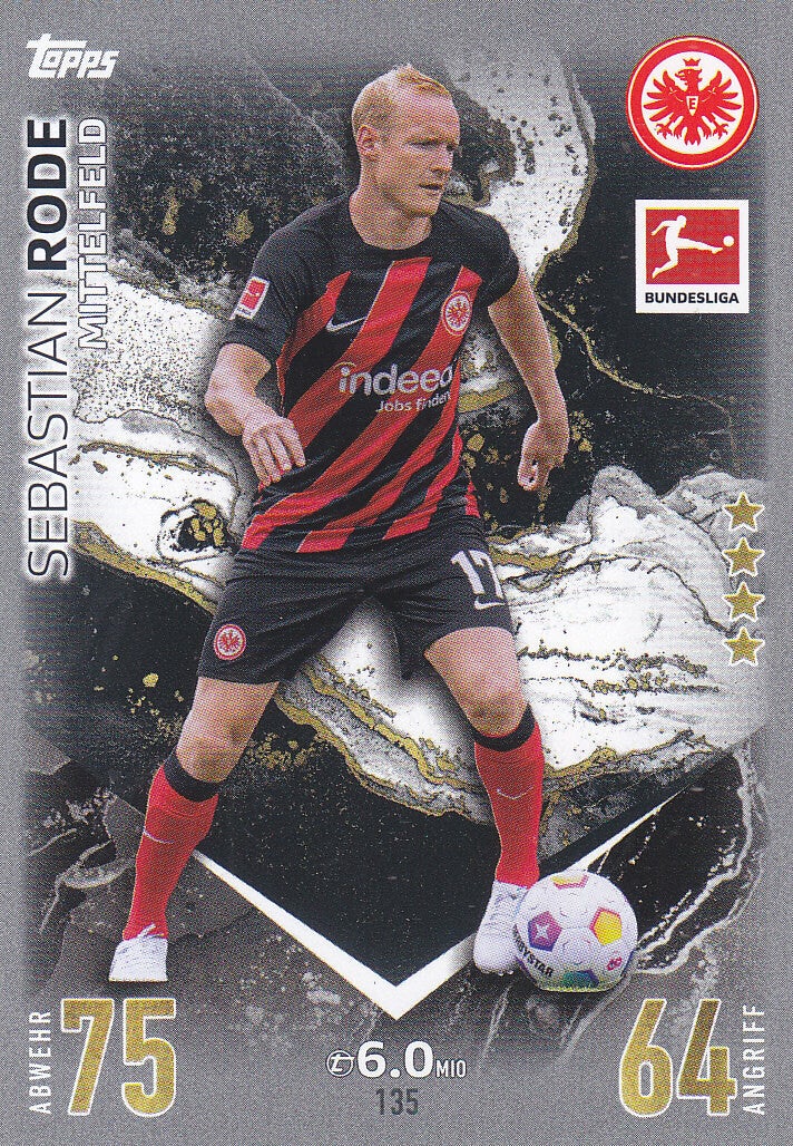 Sebastian Rode / Eintracht Frankfurt / Topps Match Attax 2023 / Basis Karte / Nr.135