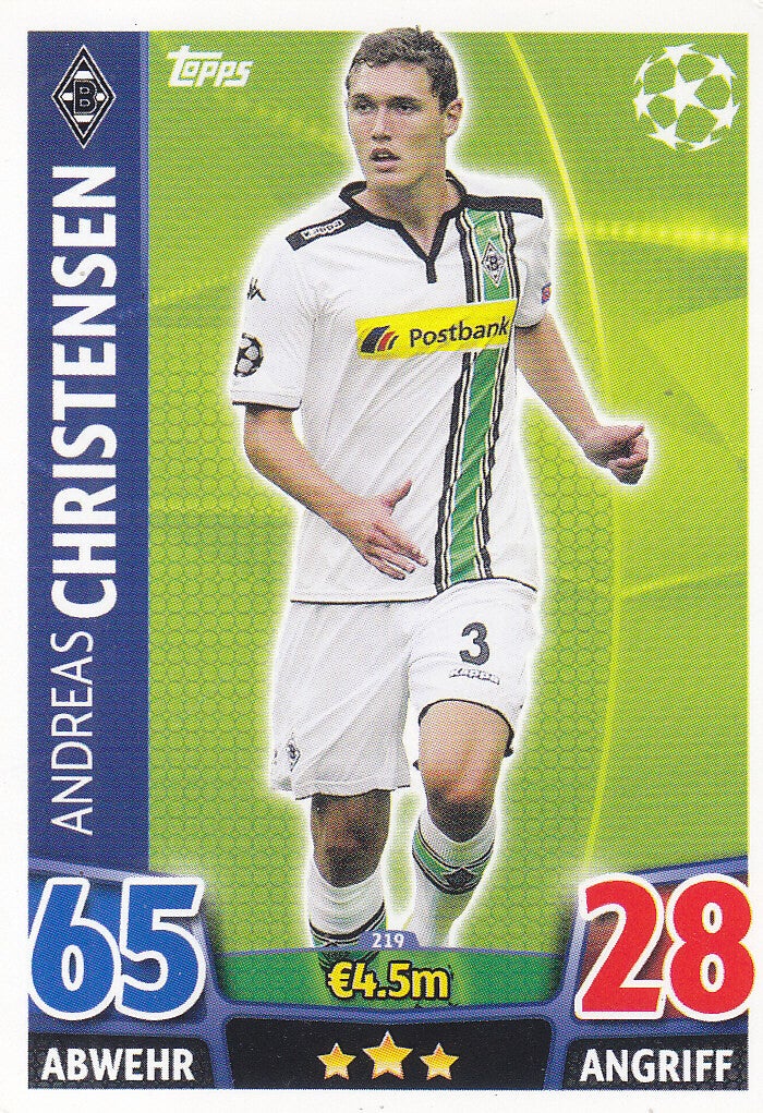 Andreas Christensen - Mönchengladbach - Topps Ch. League 2015 - Basis Karte - Nr. 219