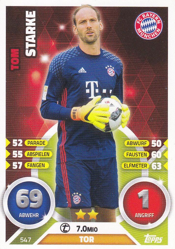 Tom Starke / FC Bayern München / Topps Match Attax 2016 / Basis Karte / Nr. 547