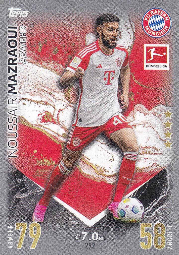 Noussair Mazraoui / FC Bayern München / Topps Match Attax 2023 / Basis Karte / Nr.292