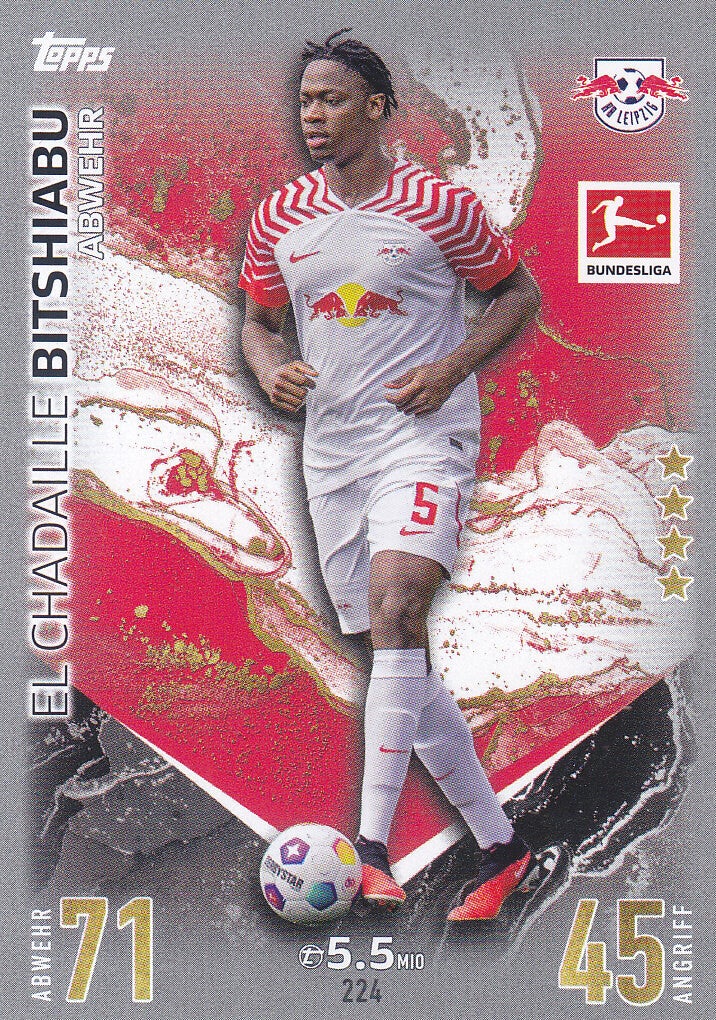 El Chadaille Bitshiabu / RB Leipzig / Topps Match Attax 2023 / Basis Karte / Nr.224