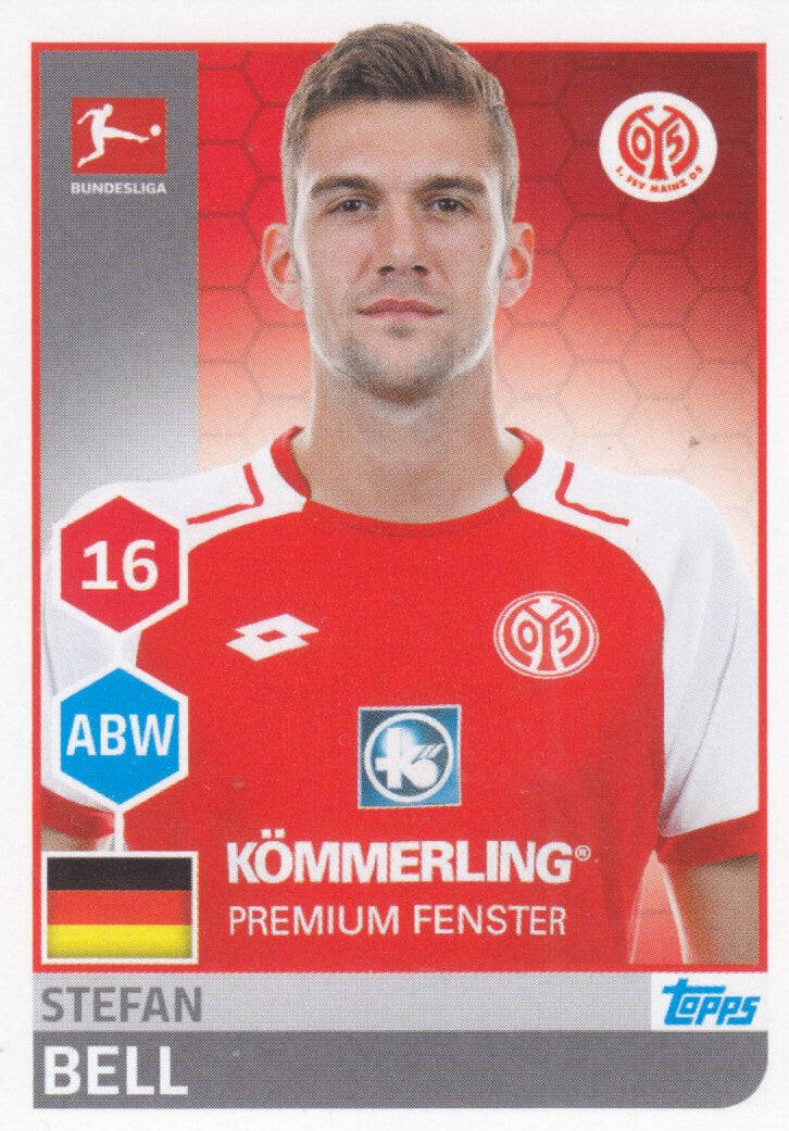 Stefan Bell - 1.FSV Mainz 05 -  Topps Bundesliga 2017 - Basis Bild - Nr. 188