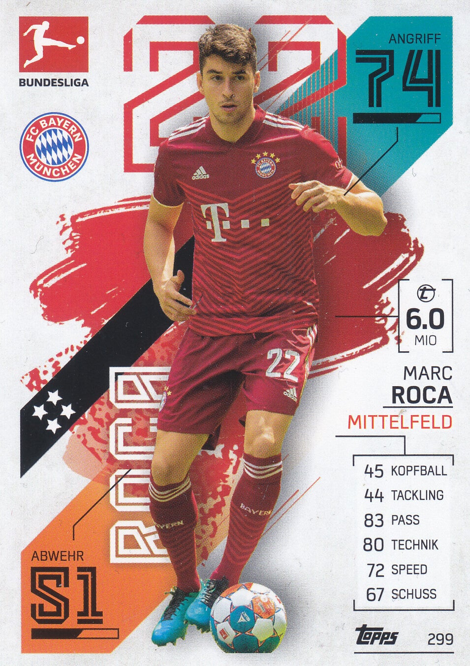 Marc Roca / FC Bayern München / Topps Match Attax 2021 / Basis Karte / Nr. 299