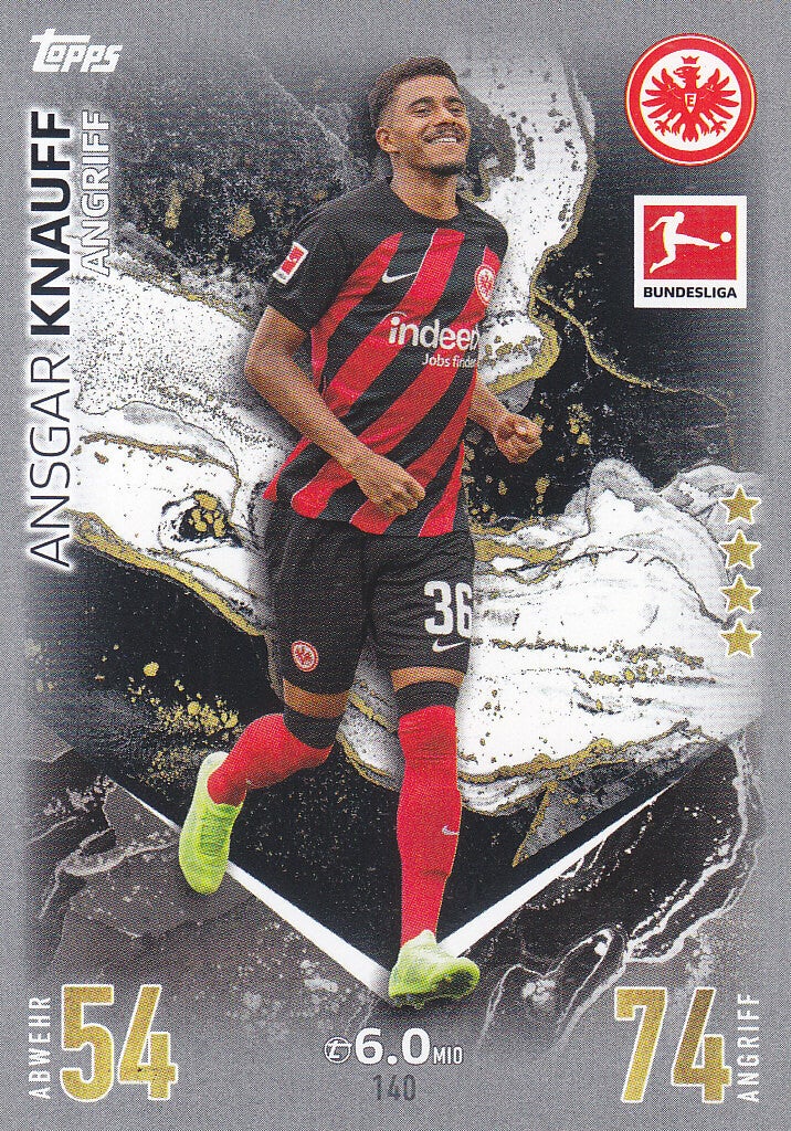 Ansgar Knauff / Eintracht Frankfurt / Topps Match Attax 2023 / Basis Karte / Nr. 140