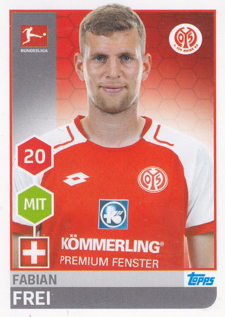 Fabian Frei / 1.FSV Mainz 05 / Topps Bundesliga 2017 / Basis Bild / Nr. 194