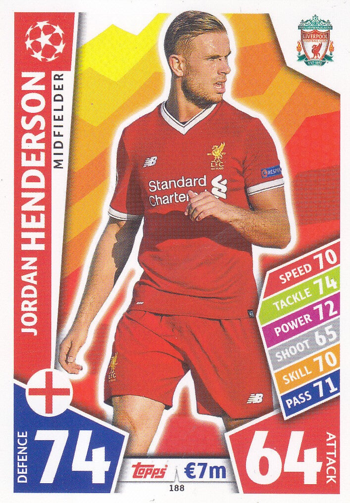 Jordan Henderson / FC Liverpool / Topps Champions League 2017 / Basis Karte / Nr.188