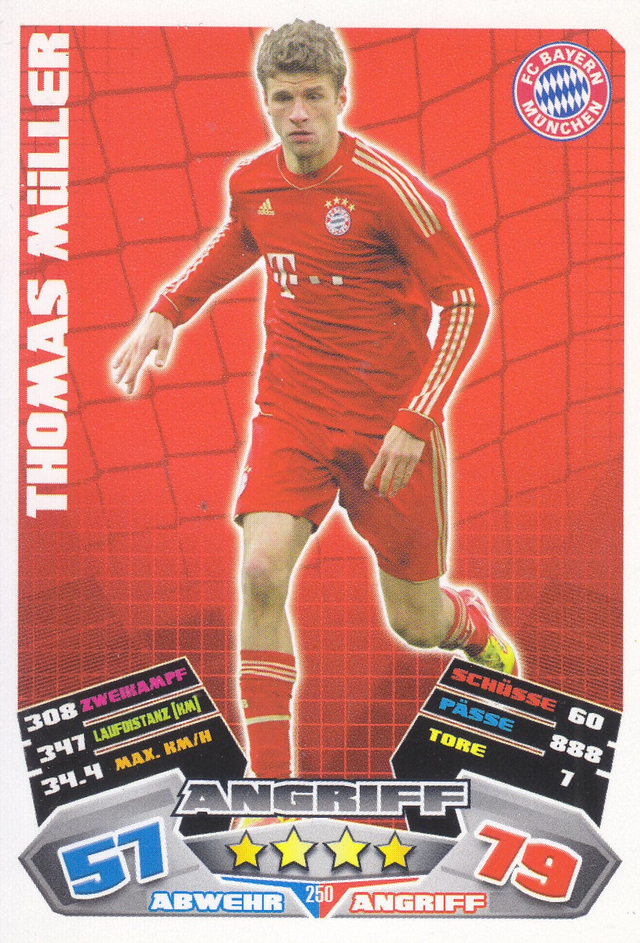 Thomas Müller / FC Bayern München / Topps Match Attax 2012 / Basis Karte / Nr. 250
