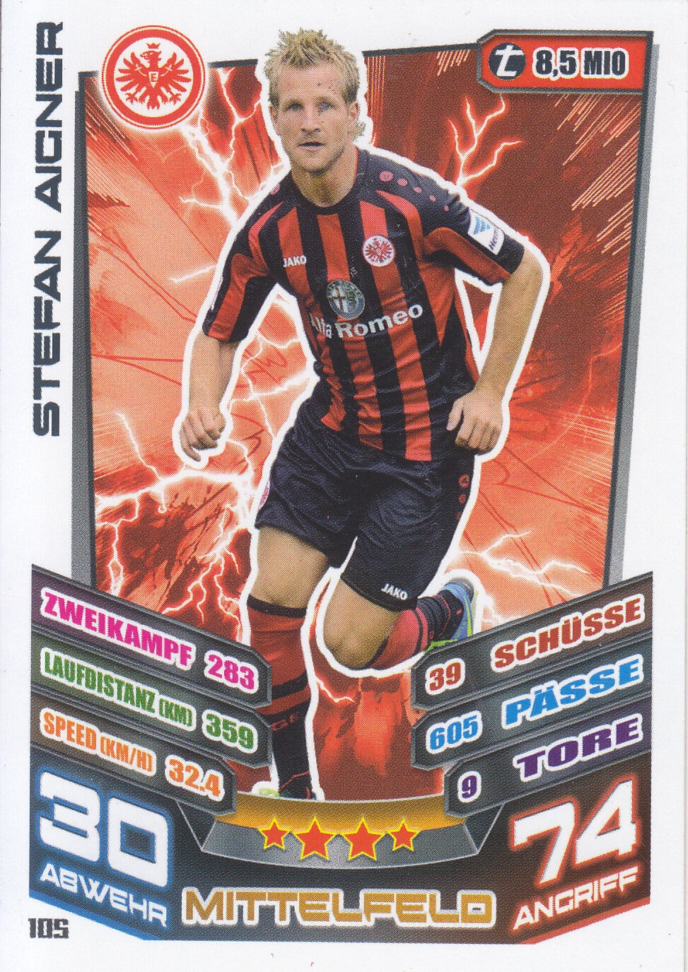 Stefan Aigner / Eintracht Frankfurt / Topps Match Attax 2013 / Basis Karte / Nr.105
