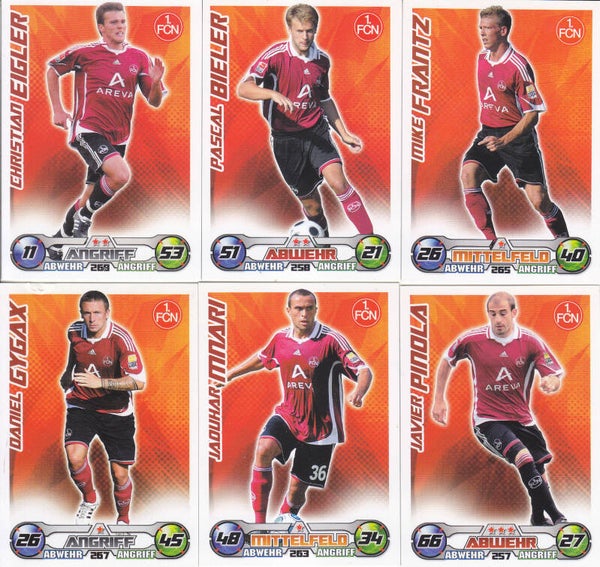 11x 1.FC Nürnberg Sammelkarten 2009
