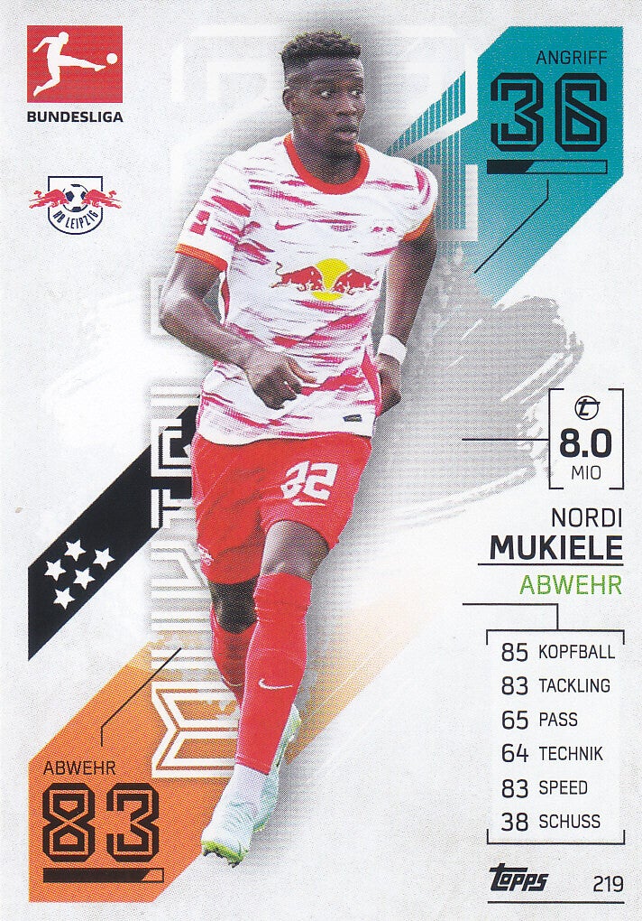 Nordi Mukiele / RB Leipzig / Topps Match Attax 2021 / Basis Karte / Nr.219