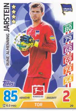 Rune Almenning Jarstein / Hertha BSC Berlin / Topps Bundesliga 2017 / Basis Karte / Nr. 20