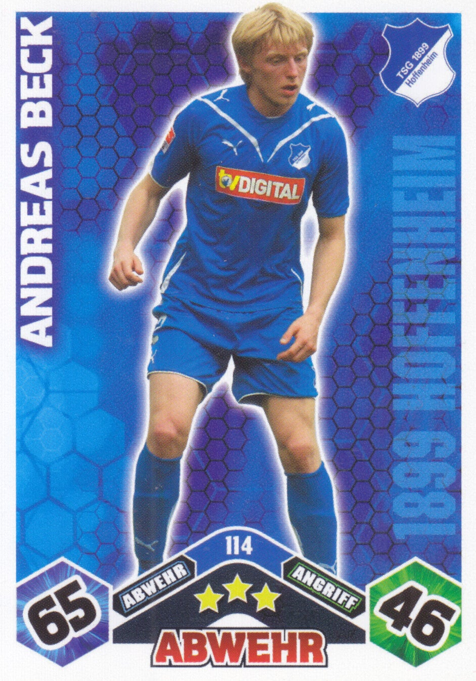 Andreas Beck / TSG Hoffenheim /  Topps Match Attax 2010 / Basis Karte / Nr. 114