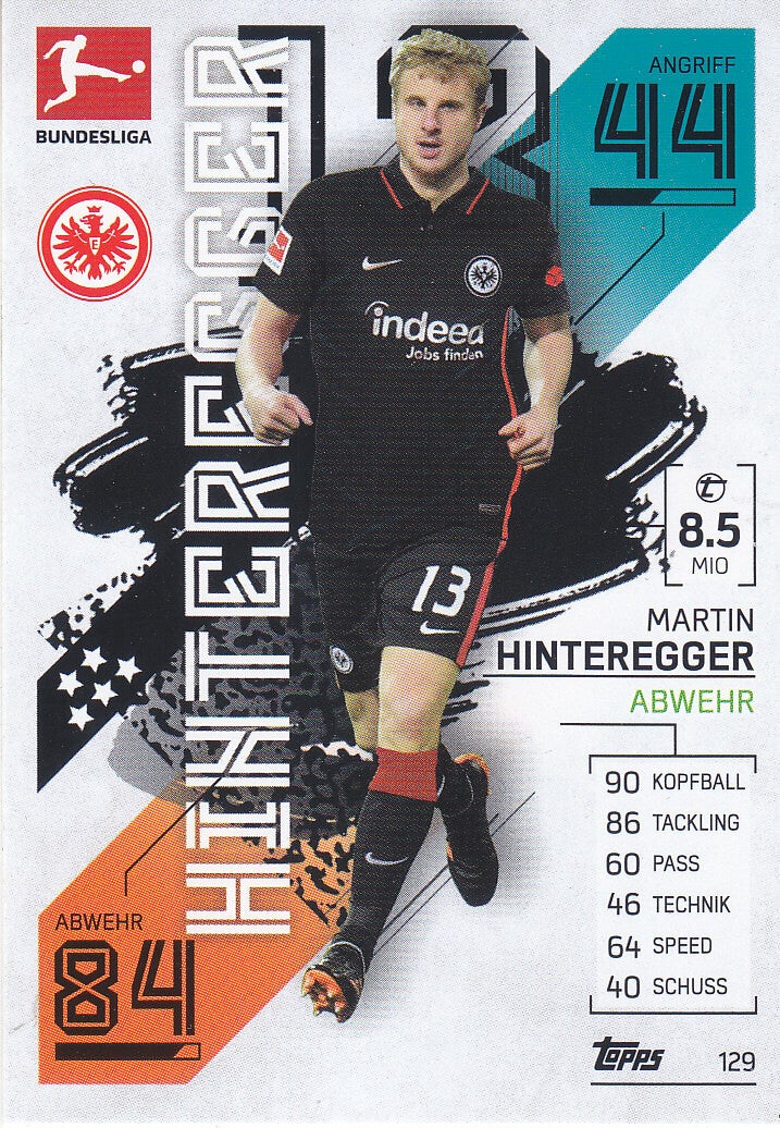 Martin Hinteregger / Eintracht Frankfurt / Topps Match Attax 2021 / Basis Karte / Nr.129
