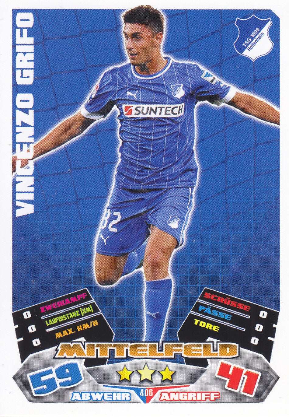 Vincenzo Grifo - TSG 1899 Hoffenheim - Topps Match Attax 2012 - Basis Karte - Nr. 406