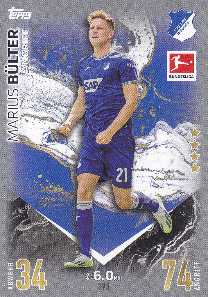 Marius Bülter / TSG Hoffenheim / Topps Match Attax 2023 / Basis Karte / Nr.193