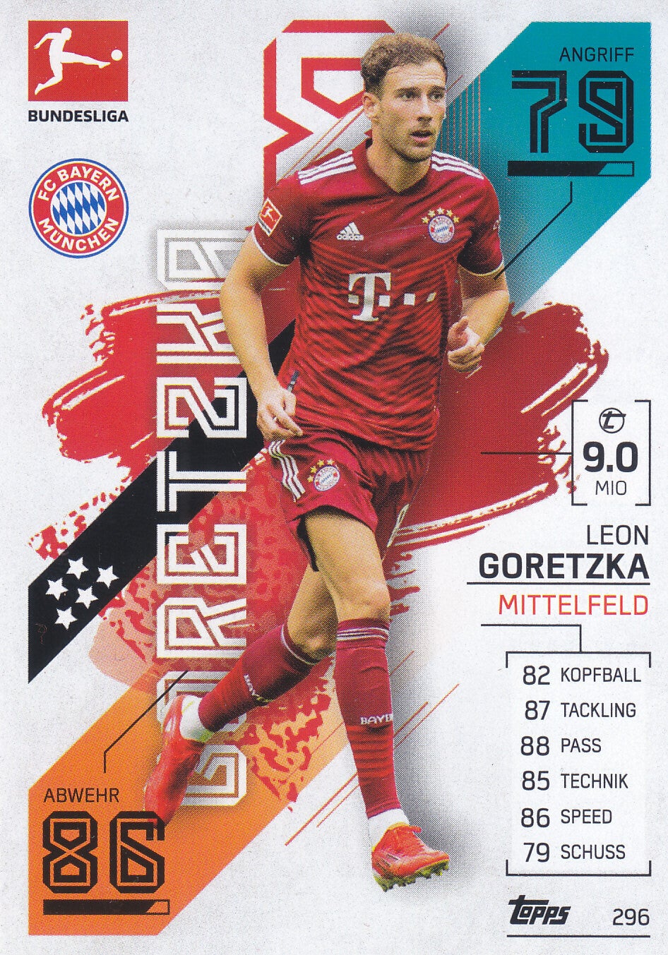 Leon Goretzka / FC Bayern München / Topps Match Attax 2021 / Basis Bild / Nr.296