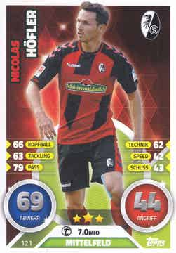 Nicolas Höfler / SC Freiburg / Topps Match Attax 2016 / Basis Karte / Nr. 121