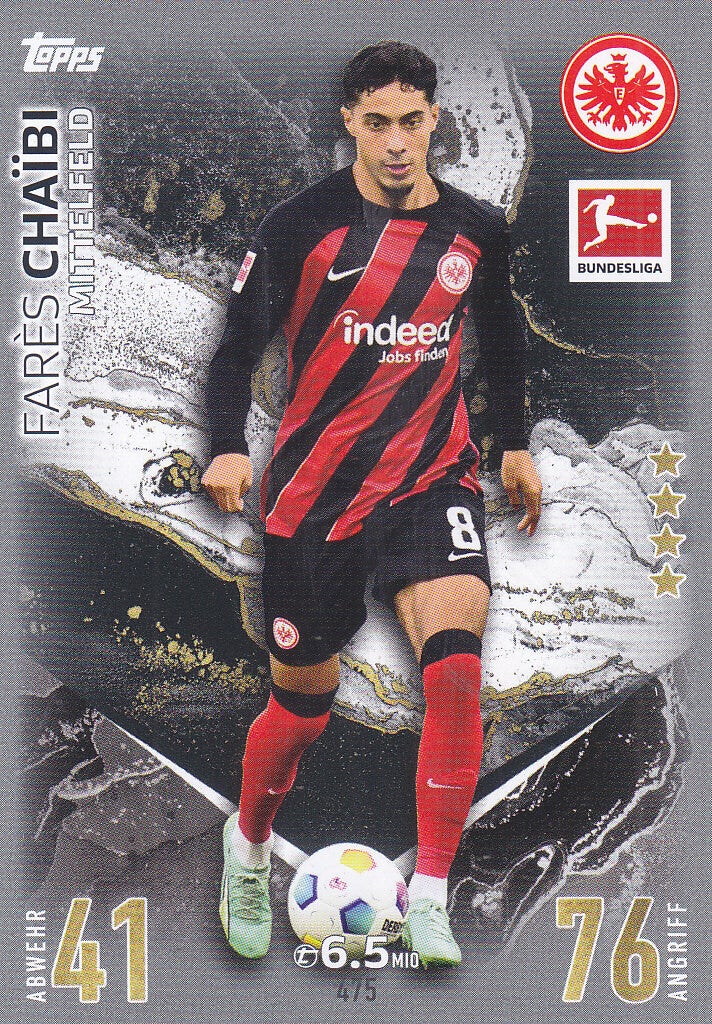 Fares Chaibi / Eintracht Frankfurt / Topps Match Attax Extra / Basis Karte / Nr.475
