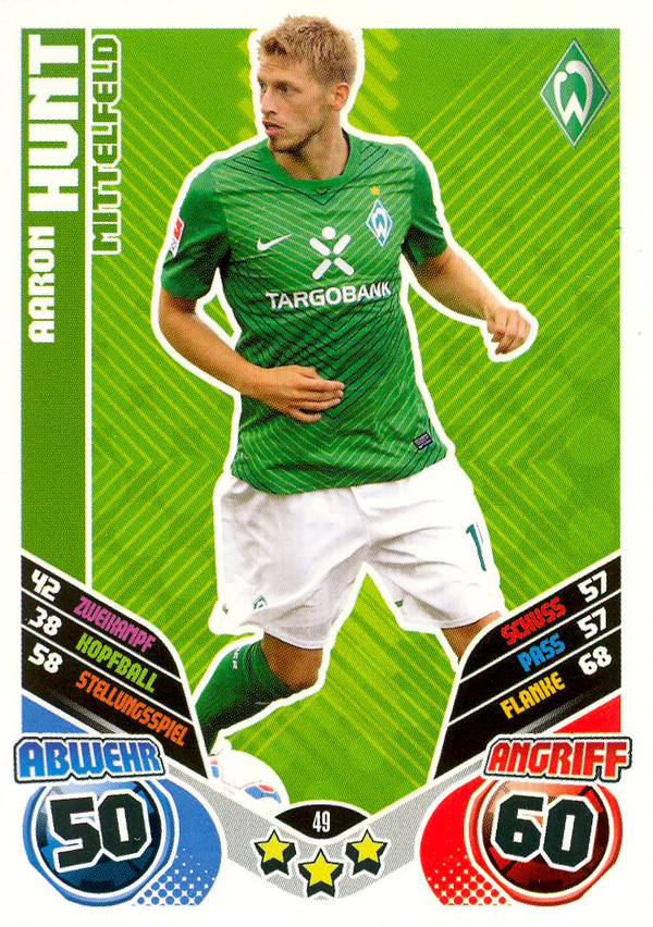 Aaron Hunt / SV Werder Bremen / Topps Match Attax 2011 / Basis Karte / Nr. 49