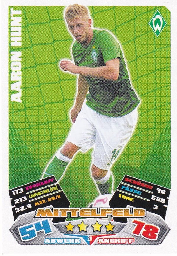 Aaron Hunt - SV Werder Bremen - Topps Match Attax 2012 - Basis Karte - Nr. 28