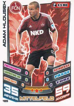 Adam Hlousek / 1.FC Nürnberg / Topps Match Attax 2013 / Basis Karte / Nr. 489