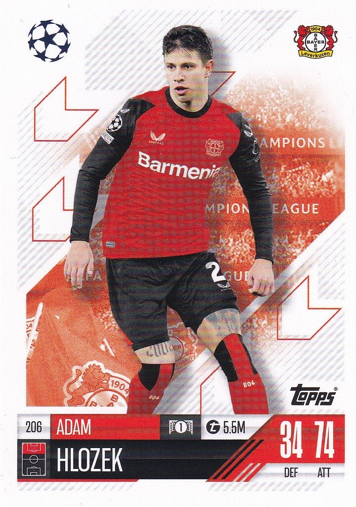 Adam Hlozek / Bayer Leverkusen / Topps Champions League 2024 / Basis Karte / Nr.206