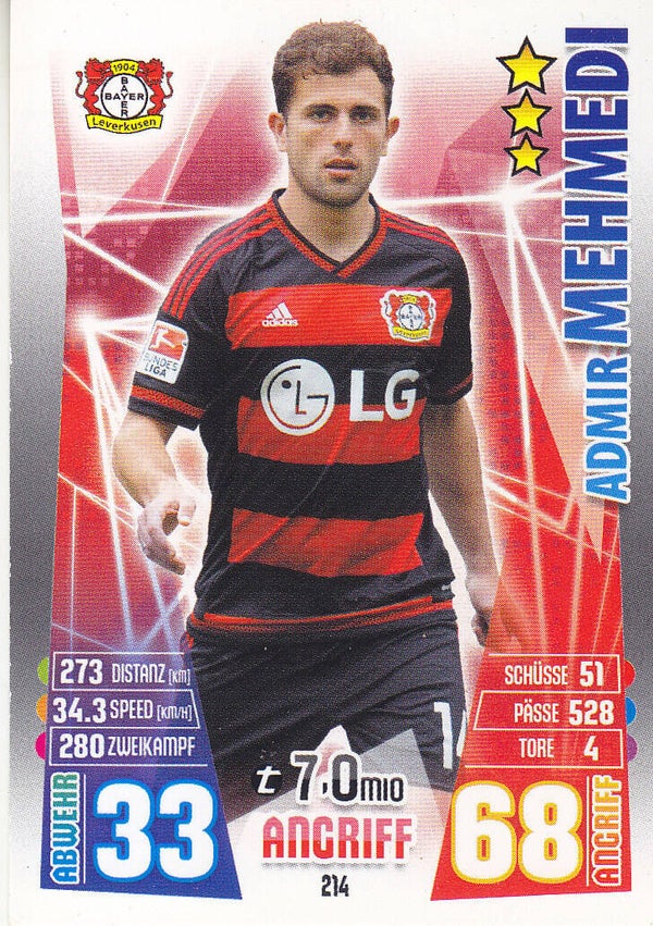 Admir Mehmedi / Bayer 04 Leverkusen / Topps Match Attax 2015 / Basis Karte / Nr. 214