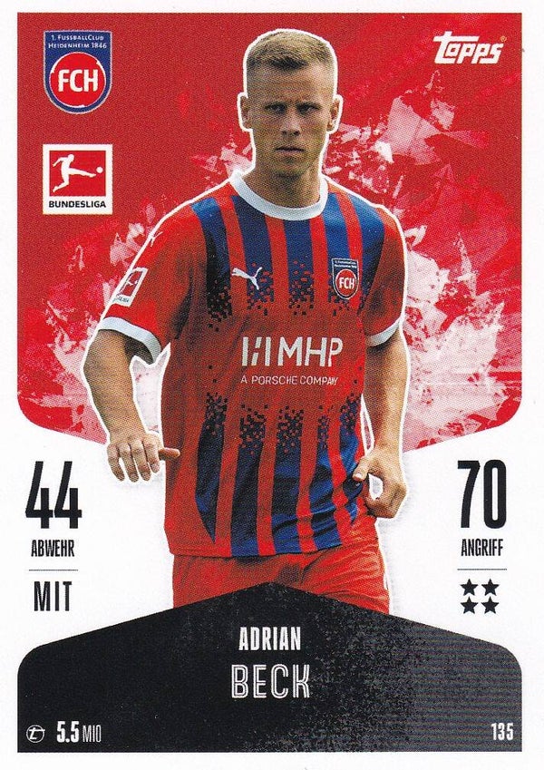 Adrian Beck / FC Heidenheim / Topps Match Attax 2024 / Basis Karte / Nr. 135
