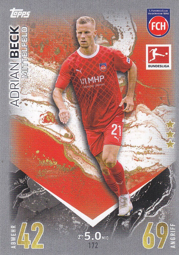 Adrian Beck / FC Heidenheim / Topps Match Attax 2023 / Basis Karte / Nr.172