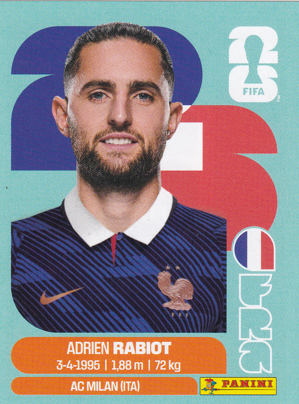 Adrien Rabiot - Frankreich - Panini WM 2026 - Basis Bild - FRA12