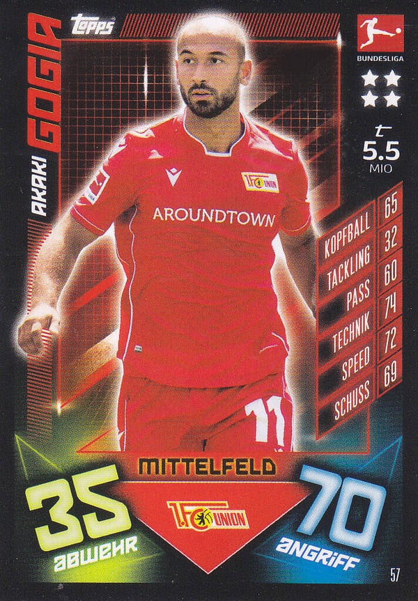 Akaki Gogia / 1.FC Union Berlin / Topps Match Attax 2019 / Basis Karte / Nr. 57
