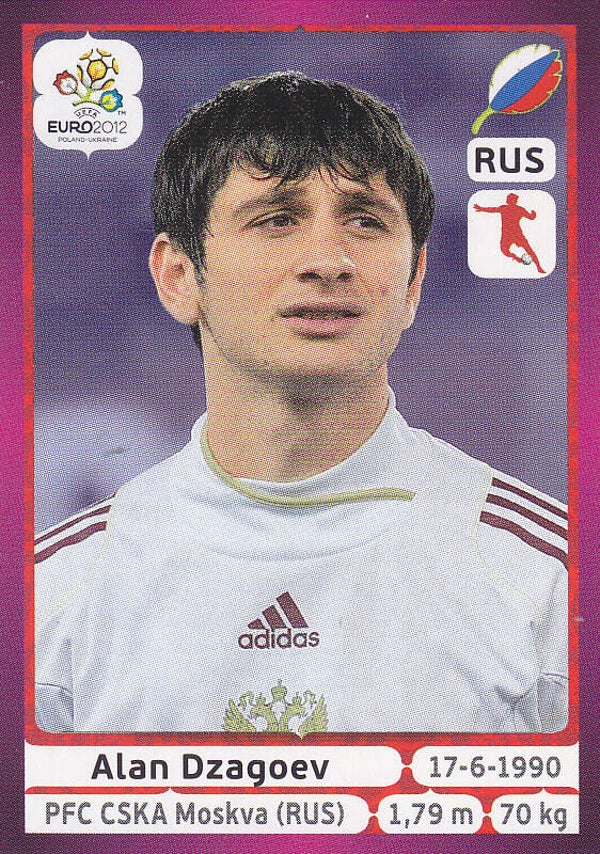 Alan Dzagoev / Russland / Panini EM 2012 / Basis Bild / Nr. 128