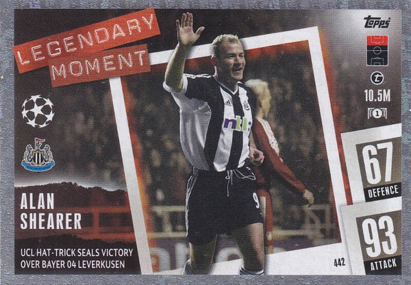 Alan Shearer / Newcastle United / Topps Champions League 2023 / Legendäre Momente / Nr.442