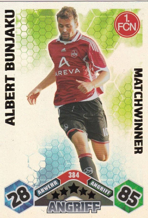 Albert Bunjaku - 1.FC Nürnberg - Topps Match Attax 2010 - Matchwinner - Nr. 384