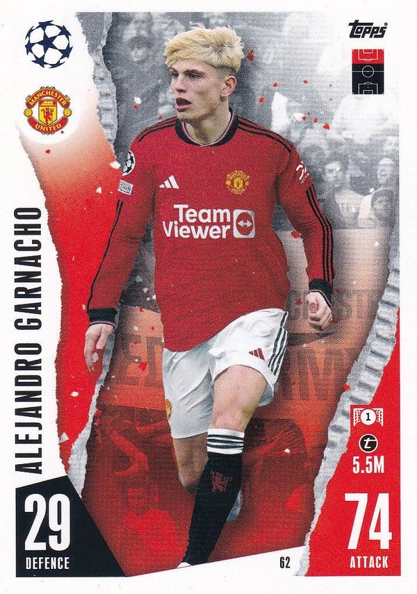 Alejandro Garnacho / Manchester United / Topps Champions League 2023 / Basis Karte / Nr. 62