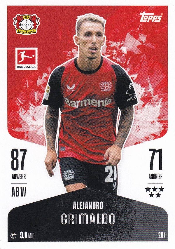 Alejandro Grimaldo / Bayer 04 Leverkusen / Topps Match Attax 2024 / Basis Karte / Nr. 201