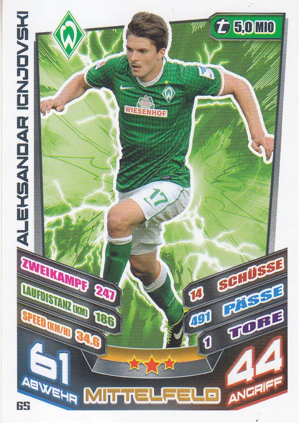 Aleksandar Ignjovski / SV Werder Bremen / Topps Bundesliga 2013 / Basis Karte / Nr. 65