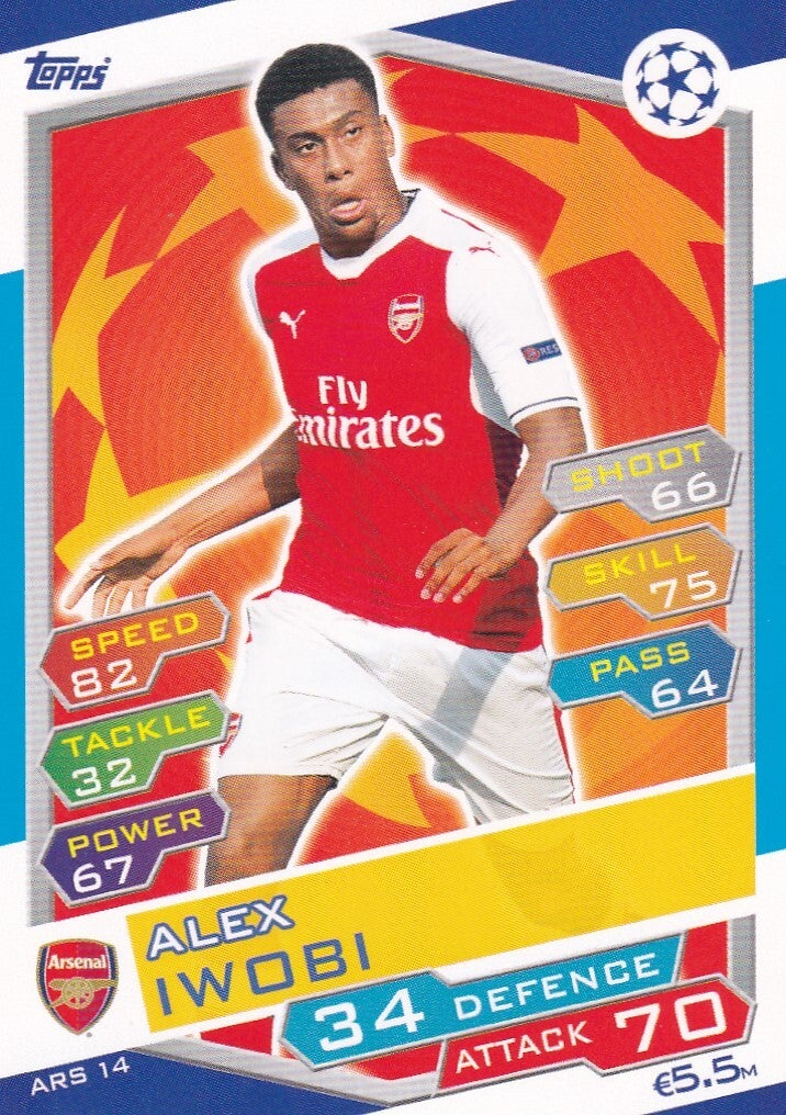 Alex Iwobi - Arsenal London - Topps Champions League 2016 - Basis Karte - Nr. ARS 14