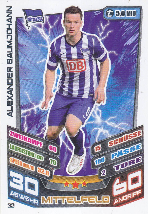 Alexander Baumjohann / Hertha BSC Berlin / Topps Match Attax 2013 / Basis Karte / Nr. 32