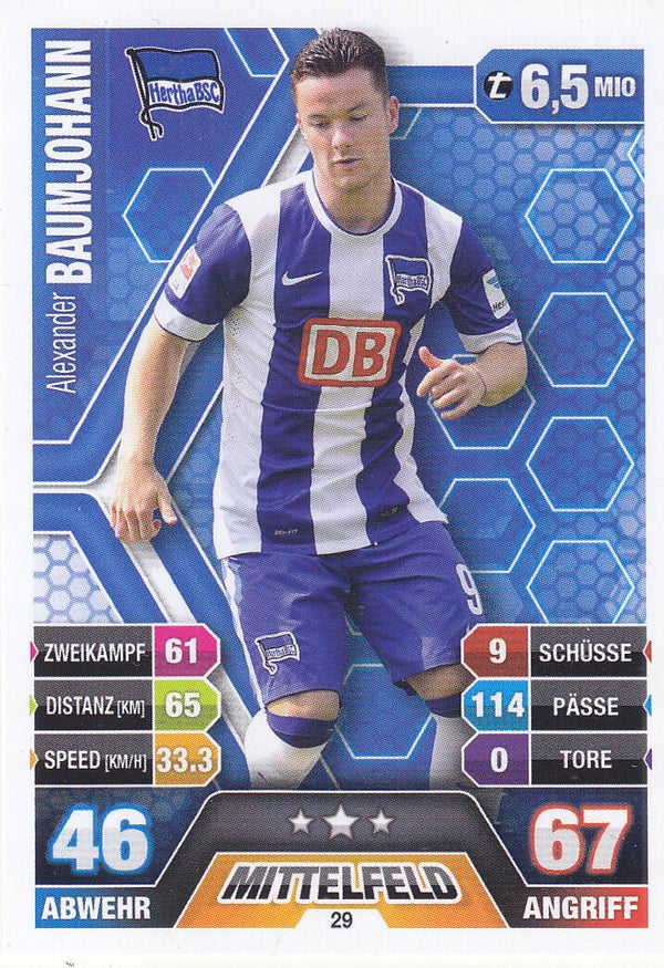Alexander Baumjohann / Hertha BSC Berlin / Topps Match Attax 2014 / Basis Karte / Nr.29