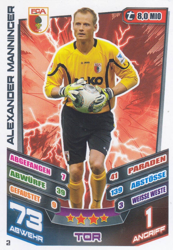 Alexander Manninger / FC Augsburg / Topps Match Attax 2013 / Basis Karte / Nr.2