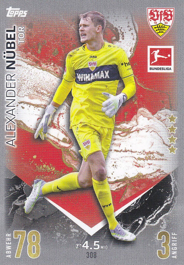 Alexander Nübel / VFB Stuttgart / Topps Match Attax 2023 / Basis Karte / Nr.308